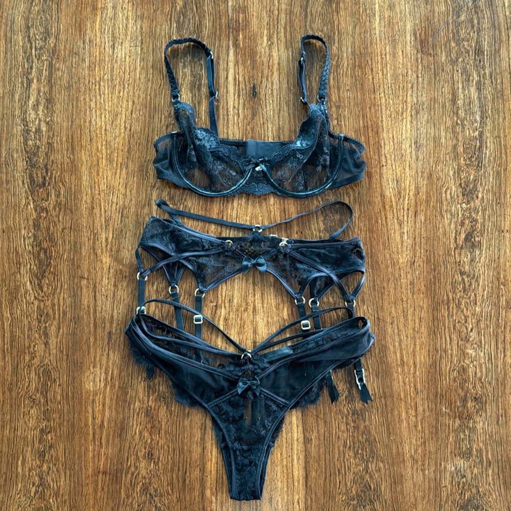 Honey Birdette 3 Piece Lingerie Set 36C and Medium